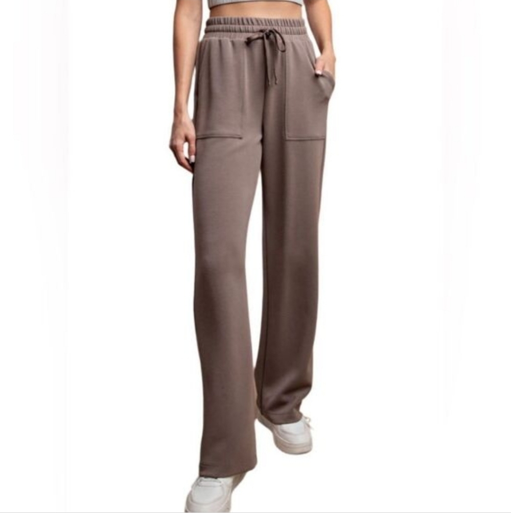 Women's Rae Mode Mocha Drawstring Straight Leg Sweatpants Size Small